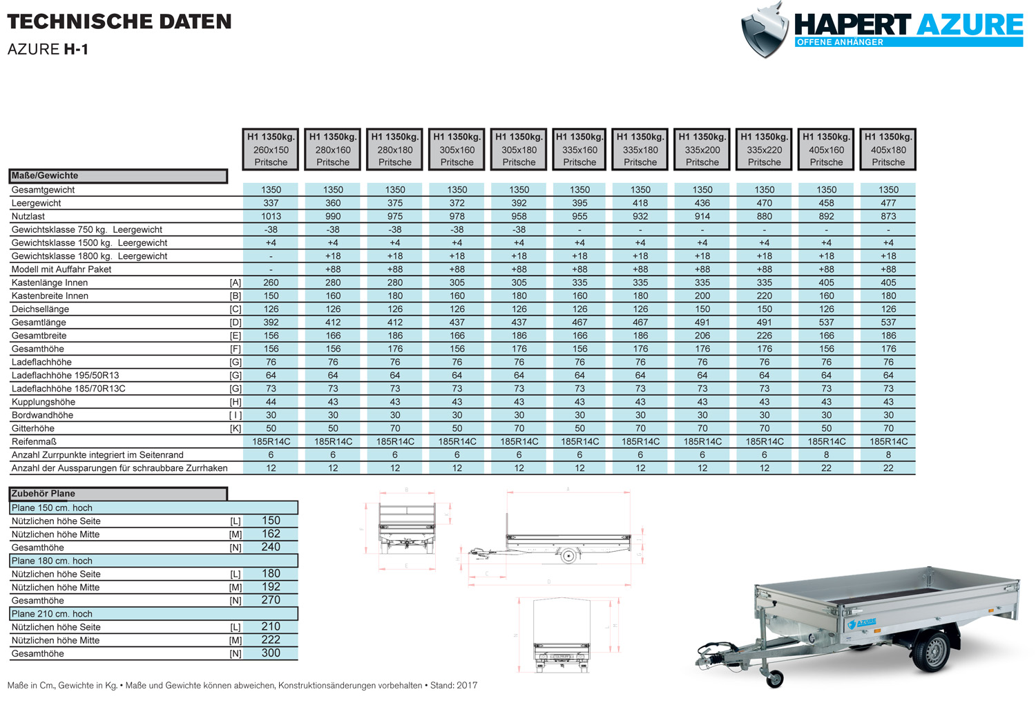 Hapert Azure H-1 – 1500 – 2800 x 1600 – niedriges Fahrwerk