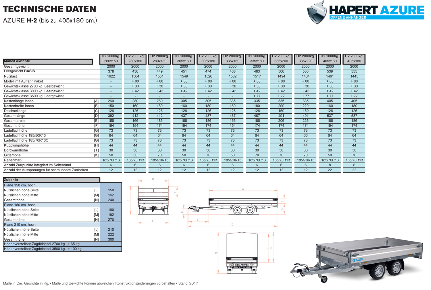Hapert Azure H-2 – 2000 – 2600 x 1500 Niedriges Fahrwerk
