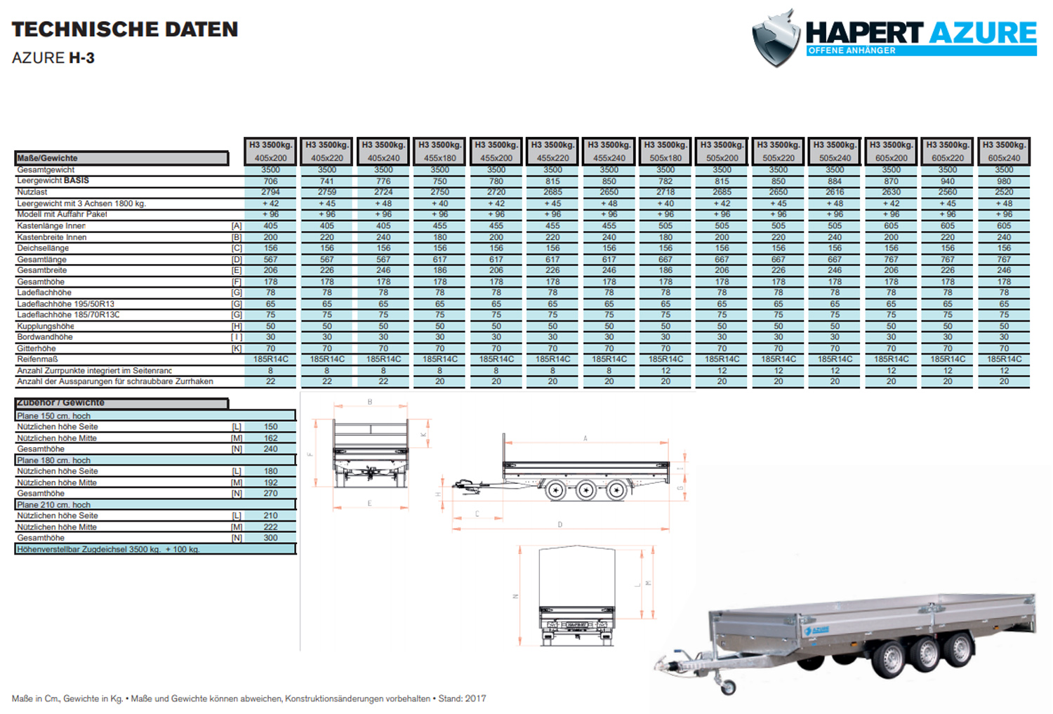 Hapert Azure H-3 – 3500 – 4550 x 2400 3 Achser – Parabelfederung